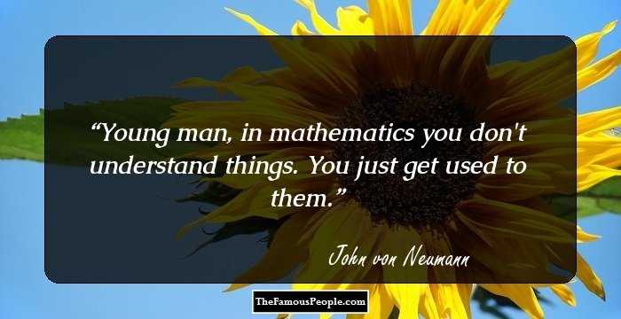 Young man, in mathematics you don't understand things. You just get used to them.