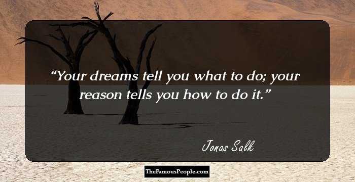 Your dreams tell you what to do; your reason tells you how to do it.