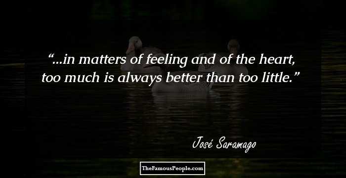 ...in matters of feeling and of the heart, too much is always better than too little.