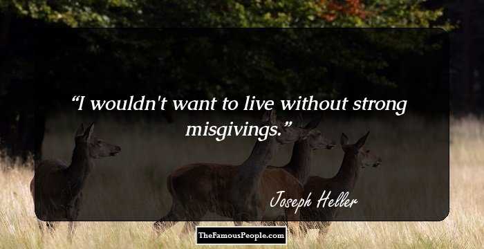 I wouldn't want to live without strong misgivings.