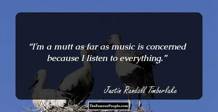 I'm a mutt as far as music is concerned because I listen to everything.