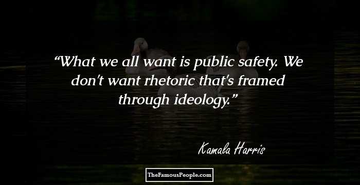 What we all want is public safety. We don't want rhetoric that's framed through ideology.