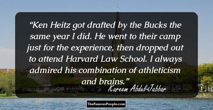 Ken Heitz got drafted by the Bucks the same year I did. He went to their camp just for the experience, then dropped out to attend Harvard Law School. I always admired his combination of athleticism and brains.