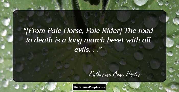 [From Pale Horse, Pale Rider]

The road to death is a long march beset with all evils. . .