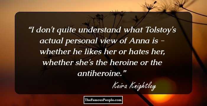 I don't quite understand what Tolstoy's actual personal view of Anna is - whether he likes her or hates her, whether she's the heroine or the antiheroine.
