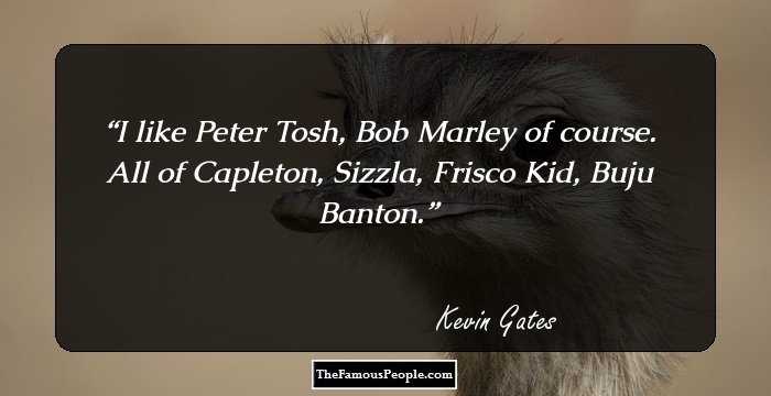 I like Peter Tosh, Bob Marley of course. All of Capleton, Sizzla, Frisco Kid, Buju Banton.
