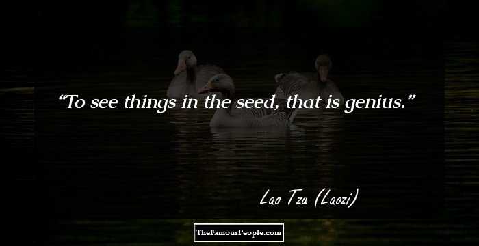 To see things in the seed, that is genius.