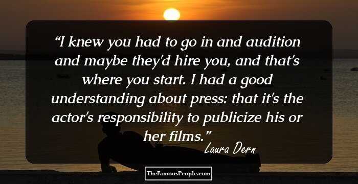 I knew you had to go in and audition and maybe they'd hire you, and that's where you start. I had a good understanding about press: that it's the actor's responsibility to publicize his or her films.