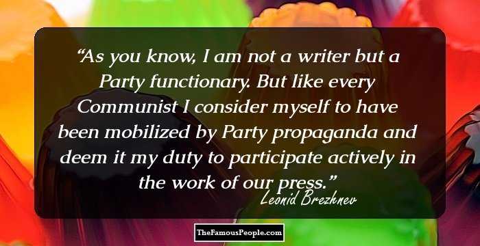 As you know, I am not a writer but a Party functionary. But like every Communist I consider myself to have been mobilized by Party propaganda and deem it my duty to participate actively in the work of our press.