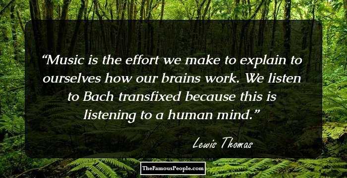 Music is the effort we make to explain to ourselves how our brains work. We listen to Bach transfixed because this is listening to a human mind.