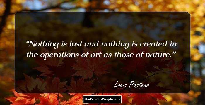Nothing is lost and nothing is created in the operations of art as those of nature.