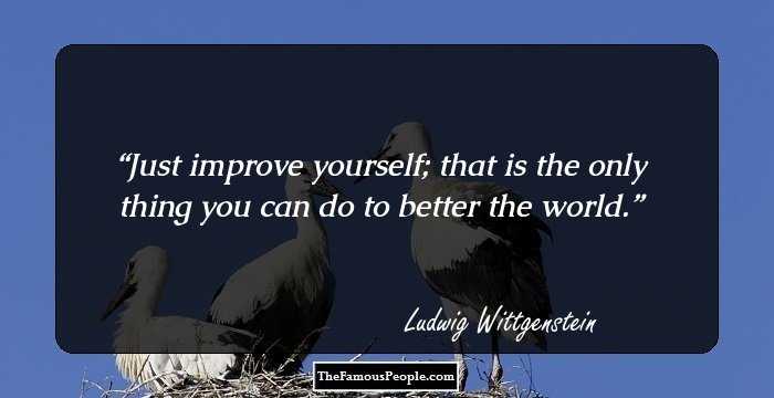 Just improve yourself; that is the only thing you can do to better the world.