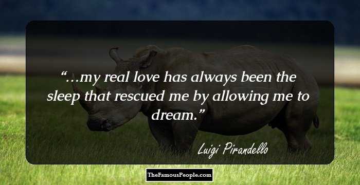 …my real love has always been the sleep that rescued me by allowing me to dream.