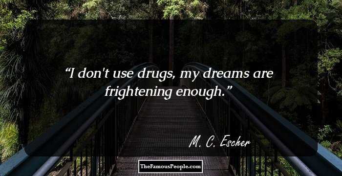 I don't use drugs, my dreams are frightening enough.