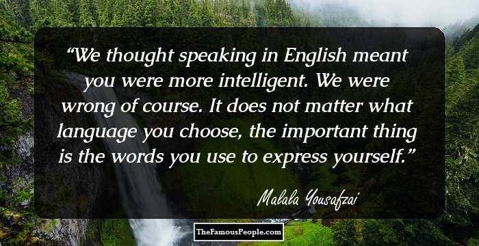 We thought speaking in English meant you were more intelligent. We were wrong of course. It does not matter what language you choose, the important thing is the words you use to express yourself.
