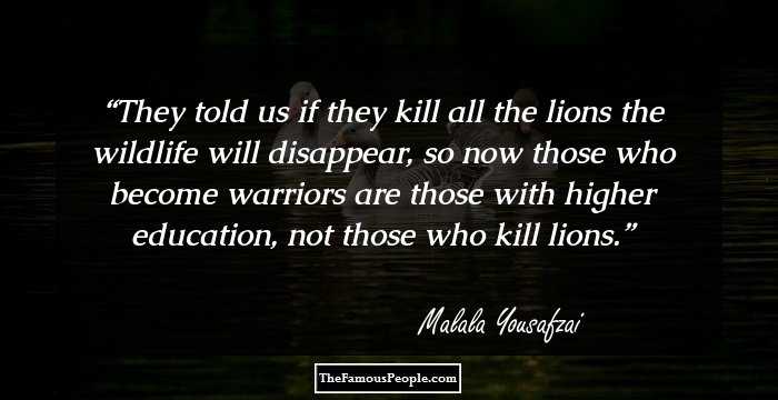They told us if they kill all the lions the wildlife will disappear, so now those who become warriors are those with higher education, not those who kill lions.