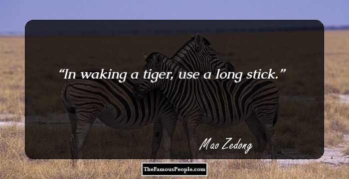 In waking a tiger, use a long stick.