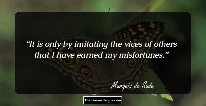 It is only by imitating the vices of others that I have earned my misfortunes.