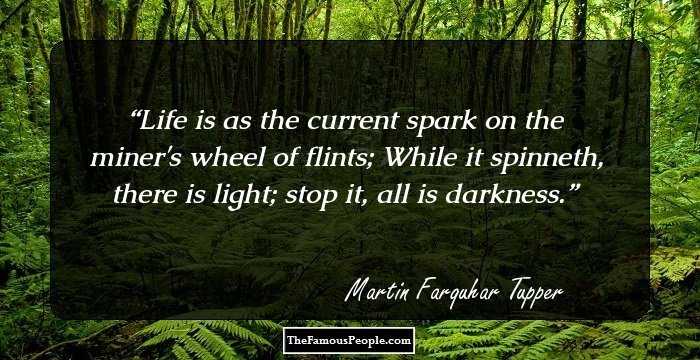Life is as the current spark on the miner's wheel of flints; While it spinneth, there is light; stop it, all is darkness.