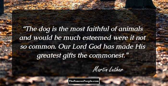 The dog is the most faithful of animals and would be much esteemed were it not so common. Our Lord God has made His greatest gifts the commonest.
