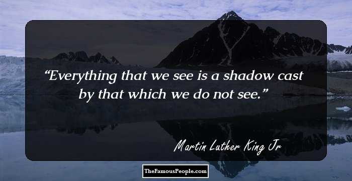 Everything that we see is a shadow cast by that which we do not see.
