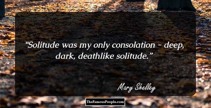 Solitude was my only consolation - deep, dark, deathlike solitude.