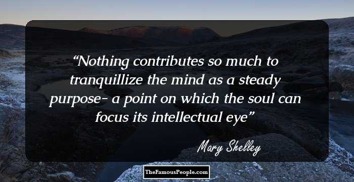 Nothing contributes so much to tranquillize the mind as a steady purpose- a point on which the soul can focus its intellectual eye