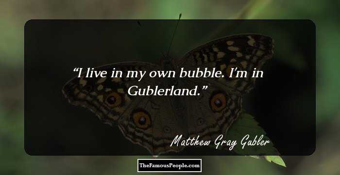 I live in my own bubble. I'm in Gublerland.