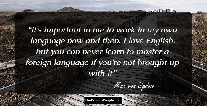 It's important to me to work in my own language now and then. I love English, but you can never learn to master a foreign language if you're not brought up with it