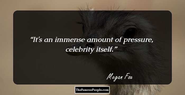 It's an immense amount of pressure, celebrity itself.