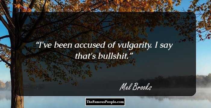 I've been accused of vulgarity. I say that's bullshit.