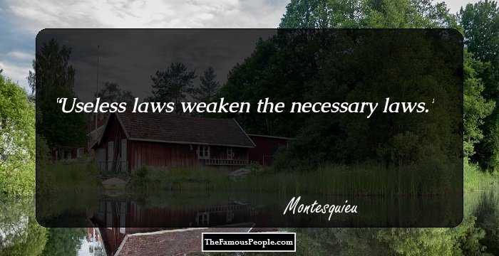 Useless laws weaken the necessary laws.
