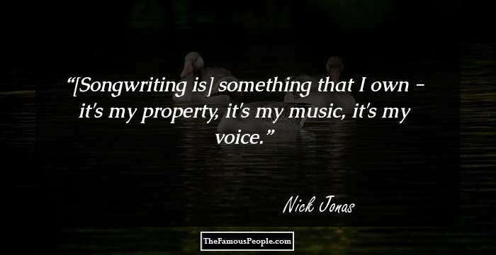 [Songwriting is] something that I own - it's my property, it's my music, it's my voice.