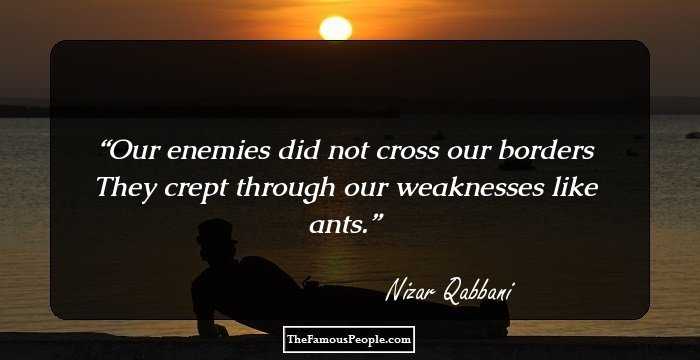 Our enemies did not cross our borders They crept through our weaknesses like ants.