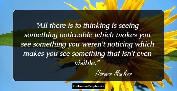 All there is to thinking is seeing something noticeable which makes you see something you weren't noticing which makes you see something that isn't even visible.