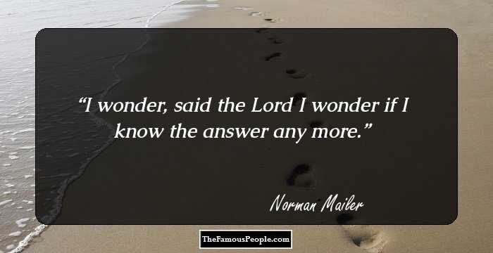 I wonder, said the Lord I wonder if I know the answer any more.