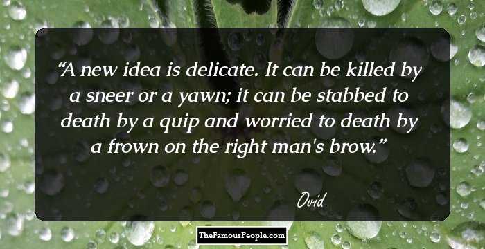 A new idea is delicate. It can be killed by a sneer or a yawn; it can be stabbed to death by a quip and worried to death by a frown on the right man's brow.