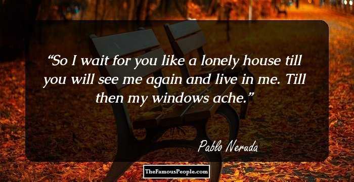 So I wait for you like a lonely house
till you will see me again and live in me.
Till then my windows ache.
