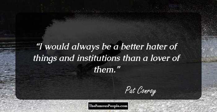I would always be a better hater of things and institutions than a lover of them.