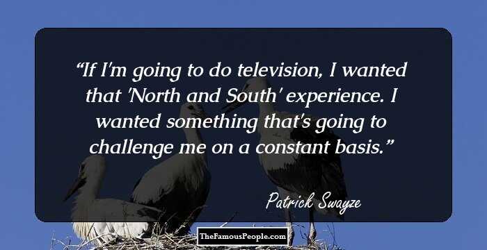 If I'm going to do television, I wanted that 'North and South' experience. I wanted something that's going to challenge me on a constant basis.