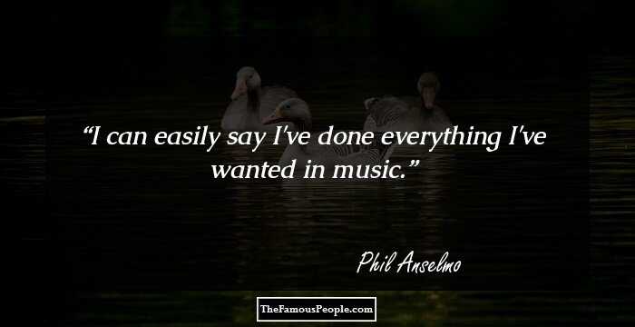 I can easily say I've done everything I've wanted in music.