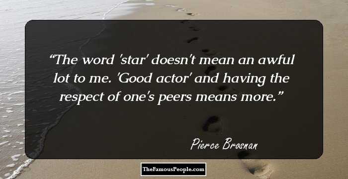 The word 'star' doesn't mean an awful lot to me. 'Good actor' and having the respect of one's peers means more.