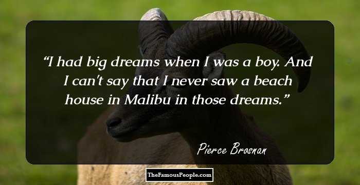 I had big dreams when I was a boy. And I can't say that I never saw a beach house in Malibu in those dreams.
