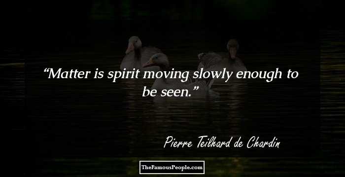 Matter is spirit moving slowly enough to be seen.