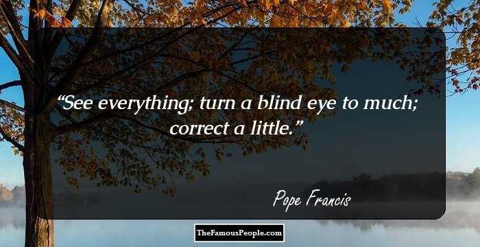 See everything; turn a blind eye to much; correct a little.