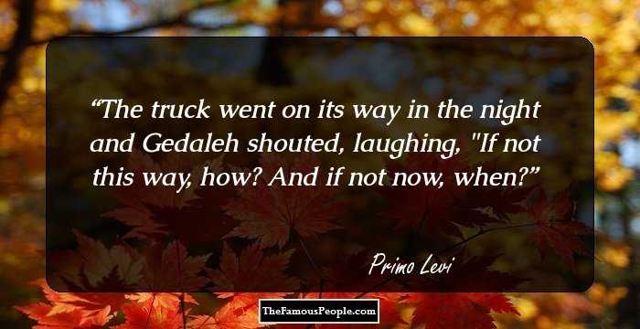 The truck went on its way in the night and Gedaleh shouted, laughing, 