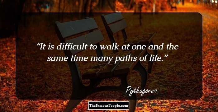 It is difficult to walk at one and the same time many paths of life.
