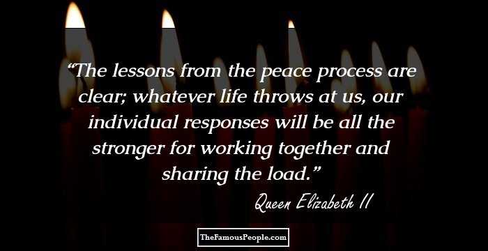 The lessons from the peace process are clear; whatever life throws at us, our individual responses will be all the stronger for working together and sharing the load.