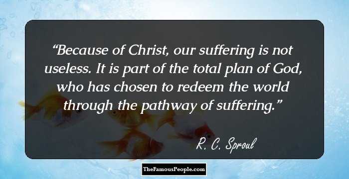 Because of Christ, our suffering is not useless. It is part of the total plan of God, who has chosen to redeem the world through the pathway of suffering.