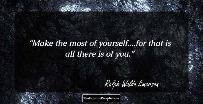 Make the most of yourself....for that is all there is of you.